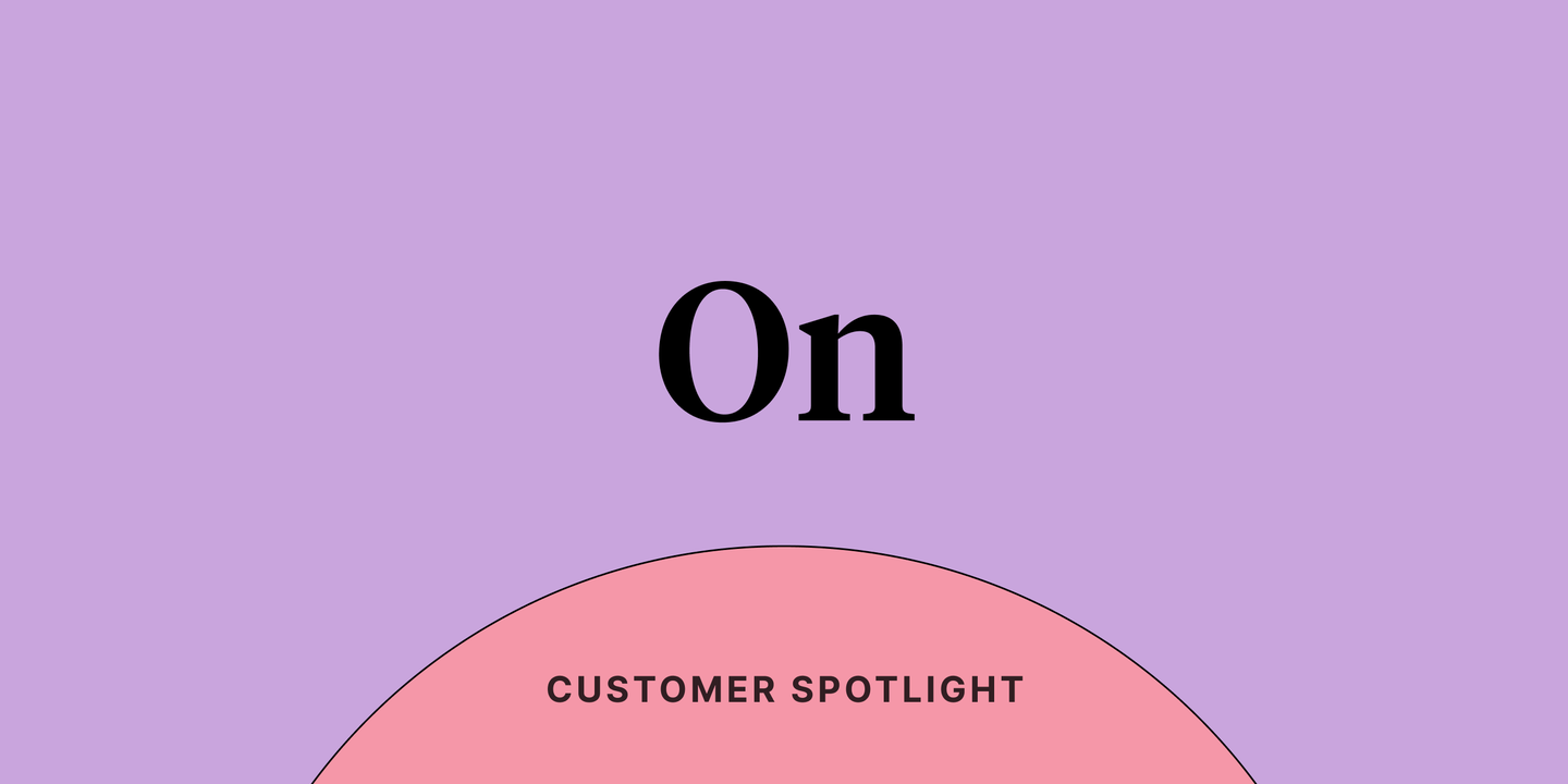 Text reading "On" on a purple background