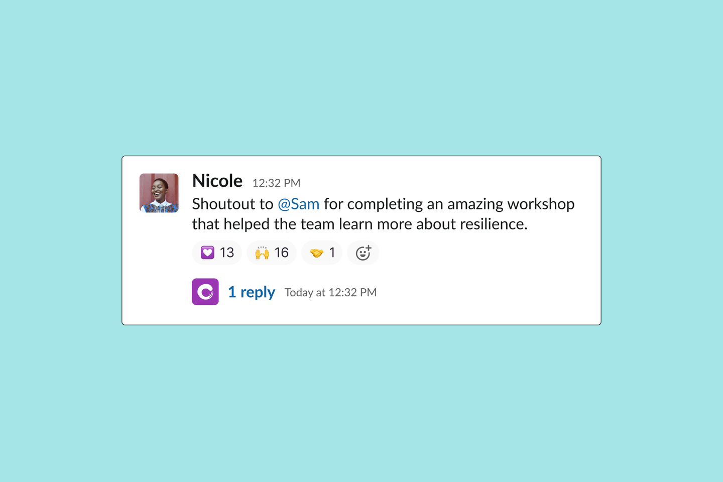 Screenshot of Shoutouts from Culture Amp in the flow of work